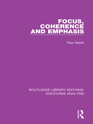 cover image of Focus, Coherence and Emphasis
